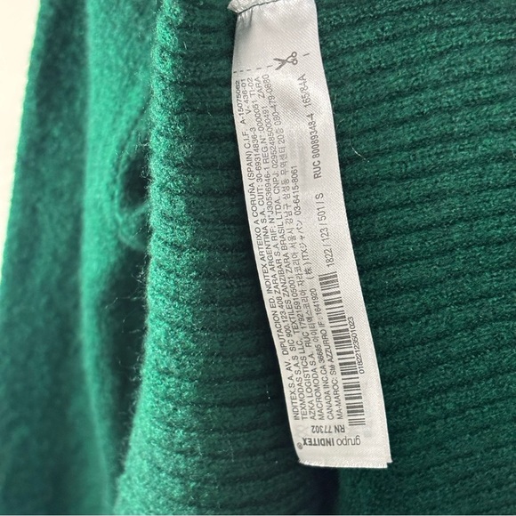 Zara Green Turtleneck Sweater with Ribbed Details Sm Academia Pullover Fall - Picture 9 of 12